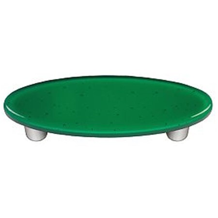 Palacedesigns Emerald Green Oval Glass Cabinet Pull - Aluminum Post PA966868